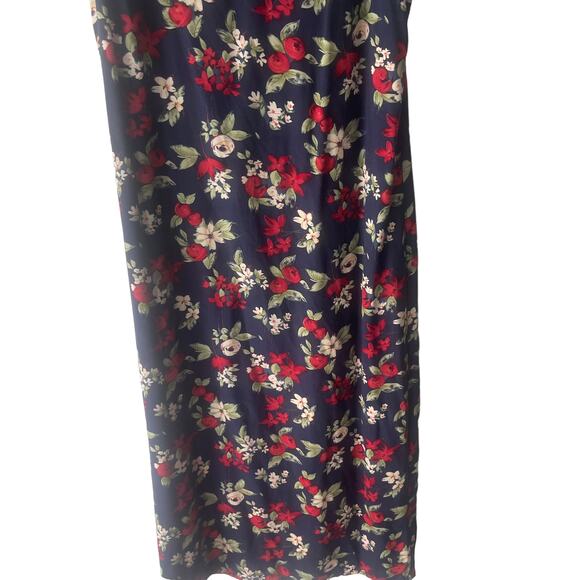 Ease Sport Vintage 90s Women's Size 8 Blue Floral Linen Blend Dress‎ & Cardigan - Picture 9 of 11
